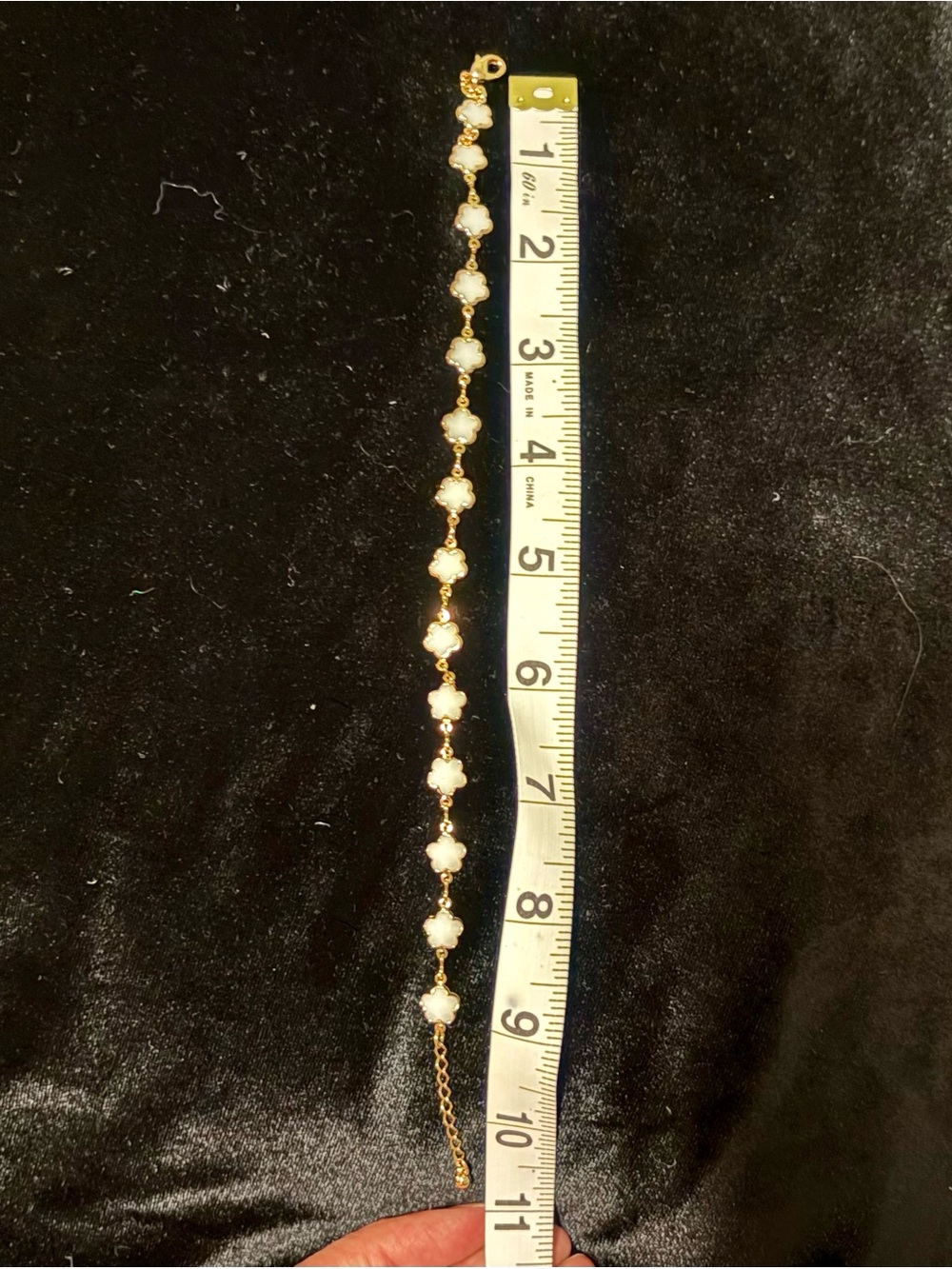 Gold Plated White Clover Link Bracelet